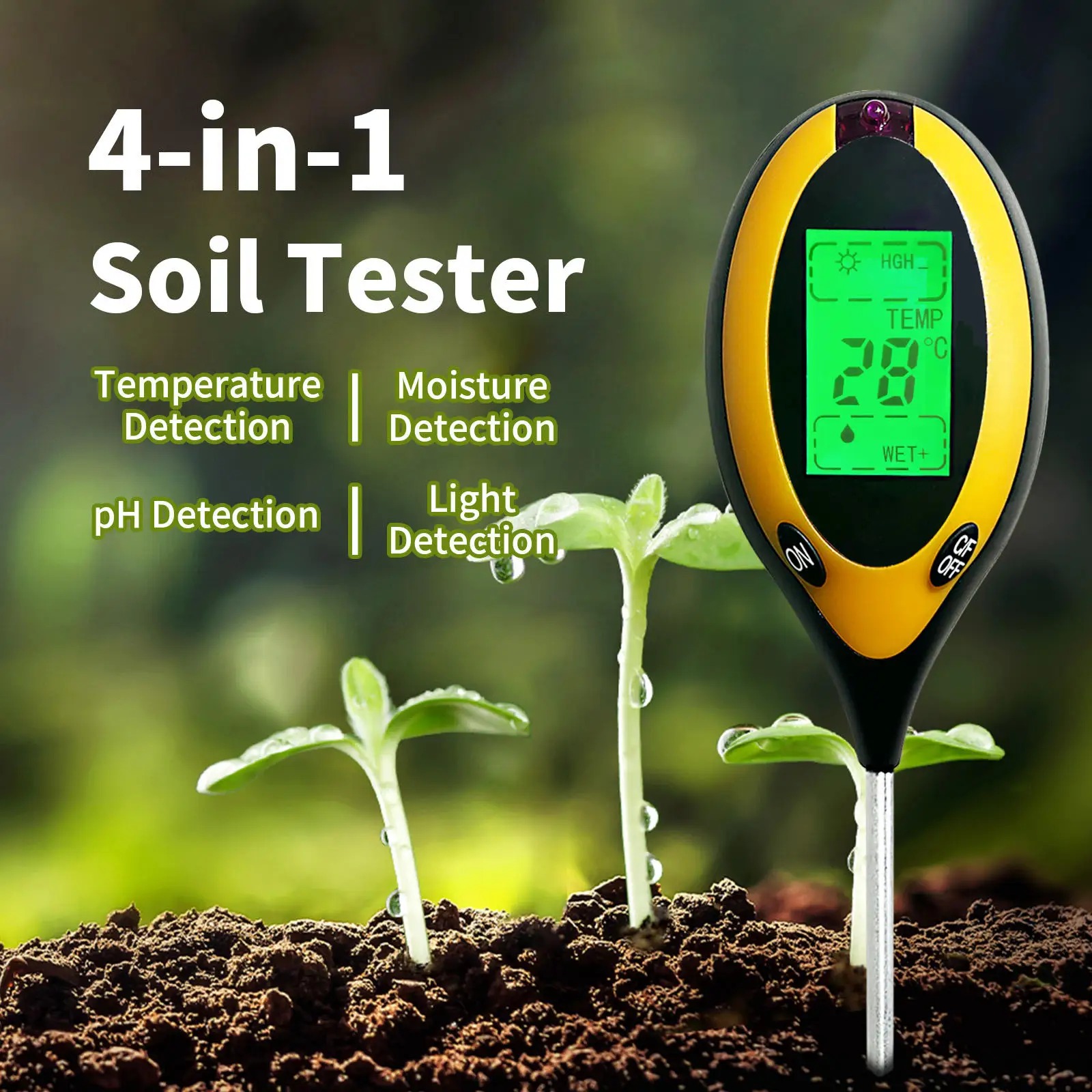 Soil Ph Meter - Portable Soil PH and Humidity Tester
